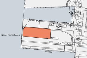 Karte zur Lage des Flächenangebotes E30 am Nordkai im Hafen Emden